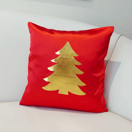 Cojín Rojo con Dorado – Árbol de Navidad