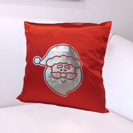 Cojín Rojo con Plateado – Santa Claus